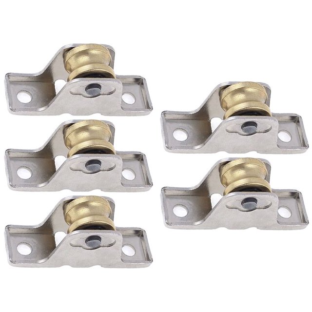 5X 1.6 cm de Diámetro de Un Solo Rodillo Ventana Panel Polea Polea Ruedas Plata + Oro