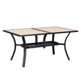 thumbnail image 6 of Wooflex Rectangular Outdoor Dining Table with Black Iron Frame & Brown Wood Plastic Top, Detachable for Outdoor Backyard & Garden, 6 of 7