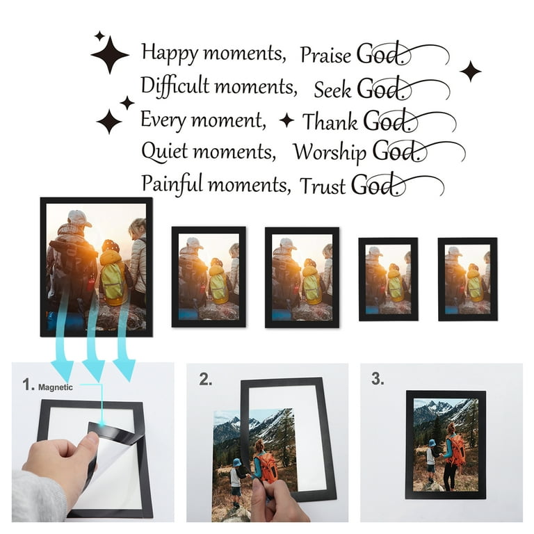 One 8x10, Two 5x7, Two 4x6 inch 5 Magnetic Picture Frames Set with