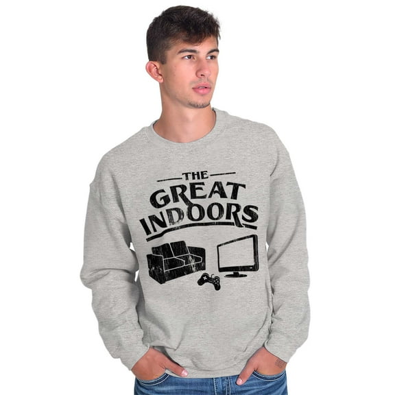 Great Indoors Couch Potato Gamer Nerd Men's Big & Tall Crewneck Sweatshirt Brisco Brands 2X