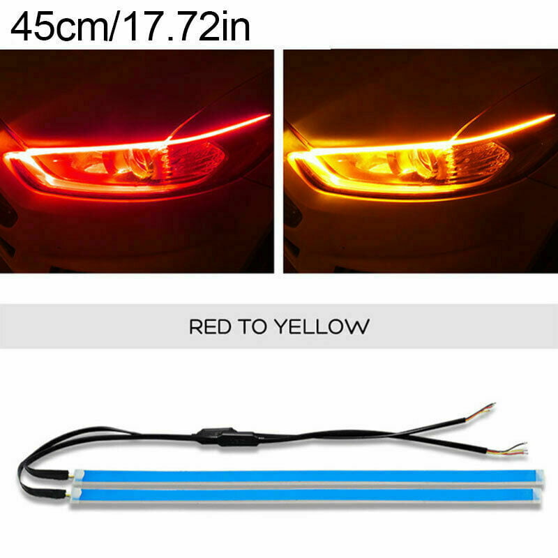 2x 45cm For Ford F150 2015-2018 LED Flowing Headlight Daytime Running DRL Strip 