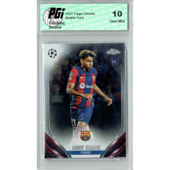 Lamine Yamal 2023-24 Topps Chrome #64 Champions League Rookie Card PGI 10
