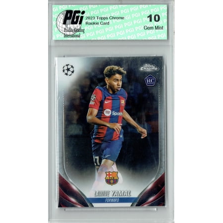 Lamine Yamal 2023-24 Topps Chrome #64 Champions League Rookie Card PGI 10