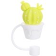 thumbnail image 1 of Silicone Straw Plug Drinking Dust Cap Cute Splash Proof Straw Tips Reusable Cartoon Plugs Cover Cup Accessories (Cactus 3）, 1 of 8