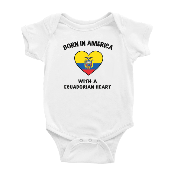 Born In America With A Ecuadorian Heart Cute Baby Bodysuit For Boy Girl