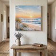 thumbnail image 2 of Coastal Sunset Canvas Wall Art Framed Wall Decor for Living Room Bedroom Bathroom, Natural Ocean Waves Starfish Sand Rustic Canvas Pictures Ready to Hang Decor, 16"x16", 2 of 9
