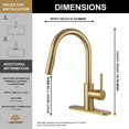 thumbnail image 6 of Gold Kitchen Faucet with Pull Down Sprayer, Lava Odoro Modern Brass Kitchen Sink Faucet Single Handle Pull-Down Kitchen Faucet for Sink 1 Hole and 3 Hole with Deck Plate, Spot-Resistant, KF1120-SG, 6 of 8