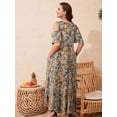 thumbnail image 6 of VEPKUL Womens 2025 Casual Short Sleeve Plus Size Loose Plain Long Summer Beach Maxi Dress with Pockets, 6 of 8