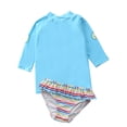 thumbnail image 2 of HAWEE Little Girls Two Pieces Rash Guard Swimsuit Set Long Sleeve Print Bikini Bathing Suit UPF50+ Beach Swimwear, 2 of 4