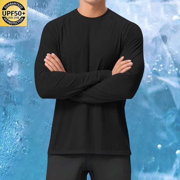 pstuiky camisas de manga larga para hombre, Protector solar de color sólido para hombre, transpirable, de manga larga. camisetas de hombre m