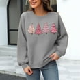 thumbnail image 3 of Christmas Womens Waffle Sweatshirts Loose Crewneck Long Sleeve Shirts Cute Pink Christmas Tree Printed Sweaters Casual Fashion Xmas Holiday Party Pullover Tops, 3 of 6