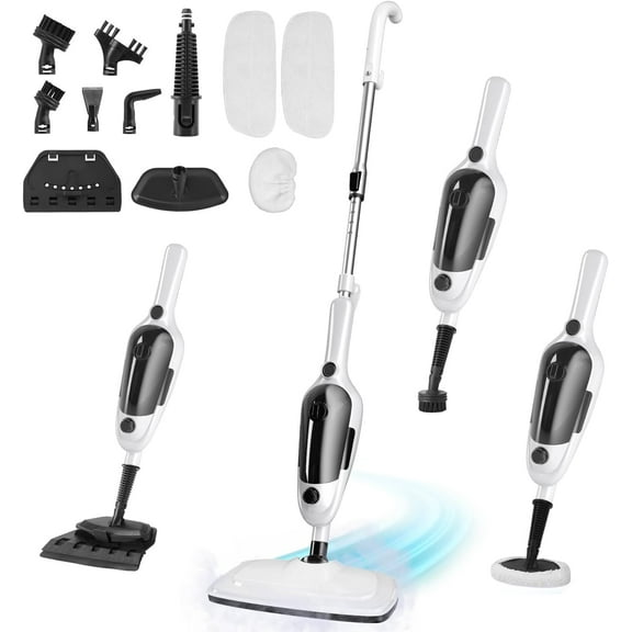 Steam Mop - 11-in-1 Steam Cleaner for Home with 15.2 OZ Water Tank & 23FT Power Cord, Detachable Steam Mops for Floor Cleaning MultiPurpose Steamer for Hardwood, Tile, Furniture with 11 Accessories