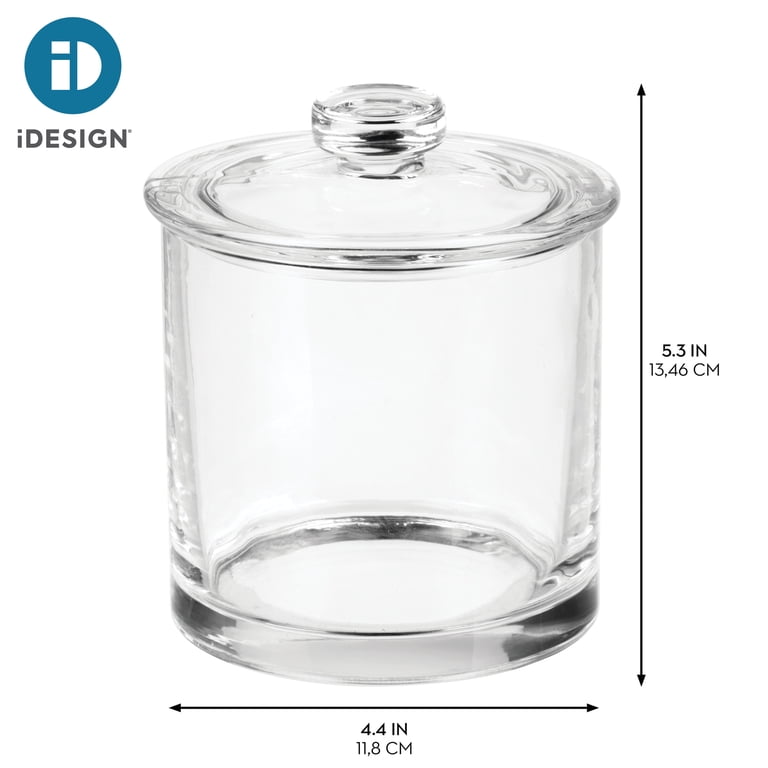 Mason & Fable Glass Bathroom Jars With Bamboo Lids - 10oz Apothecary Canisters For Cotton Balls & Swabs