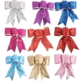 thumbnail image 2 of Small Ribbon Bow Purple Bows for Christmas Tree Hanging Ornaments Gifts Bow Decorations, 6Pcs Blue, 2 of 6