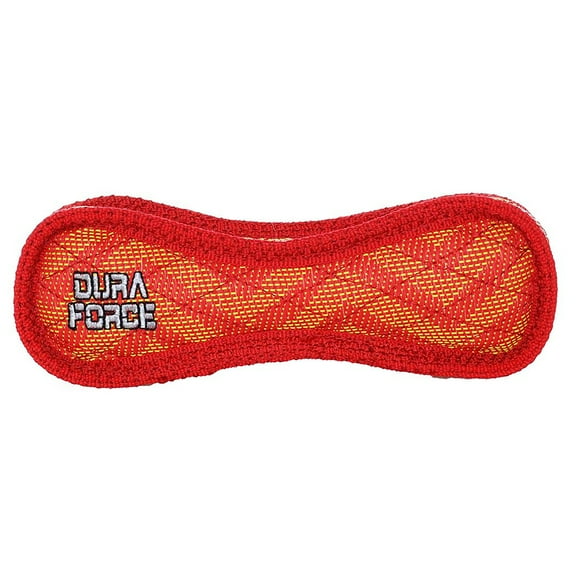 DuraForce Jr Bone ZigZag Red Durable Woven Fiber Squeaky Dog Toy