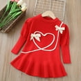 thumbnail image 3 of Robe d'Amour pour Bébés et Tout-Petites Filles, Robe Chandail Automne Hiver, Doux Vent, Nœud, Col Ras du Cou, Robes Décontractées pour 1-5 Ans, 3 of 5