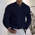 thumbnail image 2 of T-Shirt pour Hommes Homme Printemps Décontracté Col en V Uni Manches Longues Tee-Shirt Haut T-Shirts pour Hommes, 2 of 5