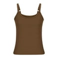 thumbnail image 5 of JGGSPWM Women's Sleeveless Tank Top Form Fitting Scoop Neck Ribbed Knit Basic Cami Shirts Brown XL, 5 of 6