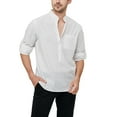 thumbnail image 3 of Long Sleeve Shirts for Men Casual Breathable Stretch Shirts Comfortable Slim Fit Open-Front Shirt White Size XL, 3 of 4