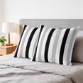 thumbnail image 6 of Pillow Covers 18x18 Set of 2, Black Grey Stripes Square Throw Pillow Covers for Couch/Sofa/Living Room, White Striped Vertical Modern Geometric Decorative Soft Pillowcases for Couch Throw Pillows, 6 of 9