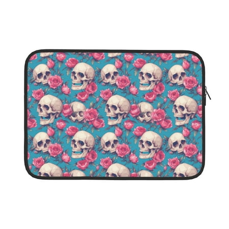 Naloa happy Skull rose Laptop Sleeve Water-Resistant Protective Computer Cover Carrying Case Bag Compatible Protective Case-13 inch