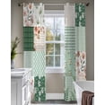 thumbnail image 4 of Boho Spring Floral Sheer Curtains 63 Inch Length 2 Panels Set for Living Room/Bedroom, Retro Flowers Plants Patchwork Grid Green Kitchen Curtains Grommet Curtains Window Treatments 42"x63"x2, 4 of 7