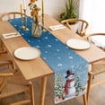 thumbnail image 3 of Dark Blue Snowman Christmas Table Runner 36 Inches Long Farmhouse Dress Scarves, Xmas Tree Snowflake Gifts Dining Tablerunner for Coffee Table/Kitchen Island/Party Décor, Small 13" x 36", 3 of 8
