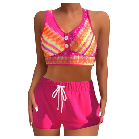 Abomasnow Women s High Waisted Bikini Sets Racerback Sporty Athletic Two Piece Swimsuit with Boyshorts Tummy Control Bathing Suits Cheeky Modest Swimwear