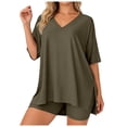 thumbnail image 6 of vigerkar 2 Piece Sets for Women Summer 2026 Lounge Short Set Spring Matching Biker Shorts V Neck Oversized Shirt Clothing (AG, M), 6 of 8