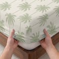 thumbnail image 3 of Twin XL Size Fitted Sheet Set - Sage Green Palm Trees 2 Piece Bedding Sets 16" Deep Pocket Fitted Sheet with 1 Pillowcases, Tropical Summer Seaside Rustic Brushed Microfiber Hotel Luxury Bed Sheets, 3 of 9