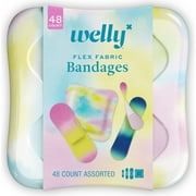 Pack of 4 Welly Flex Fabric Colorwash Bandages - Assorted Sizes - 48 ct - Package may vary
