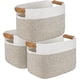 thumbnail image 1 of 3 Cestas de Almacenamiento Cubo de Cuerda de Algodón Tejido, Cestas de Estantería para Organizar,Cestas Decorativas con Asas de Cuero Desmontables para Almacenamiento en Armario,15"x10"x9.5, 1 of 7