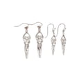 thumbnail image 2 of 925 Sterling Silver Soulmate Dangle Earrings, Gift for Her, Small Lever Back, Emerald Cubic Zirconia Stone, 2 of 4