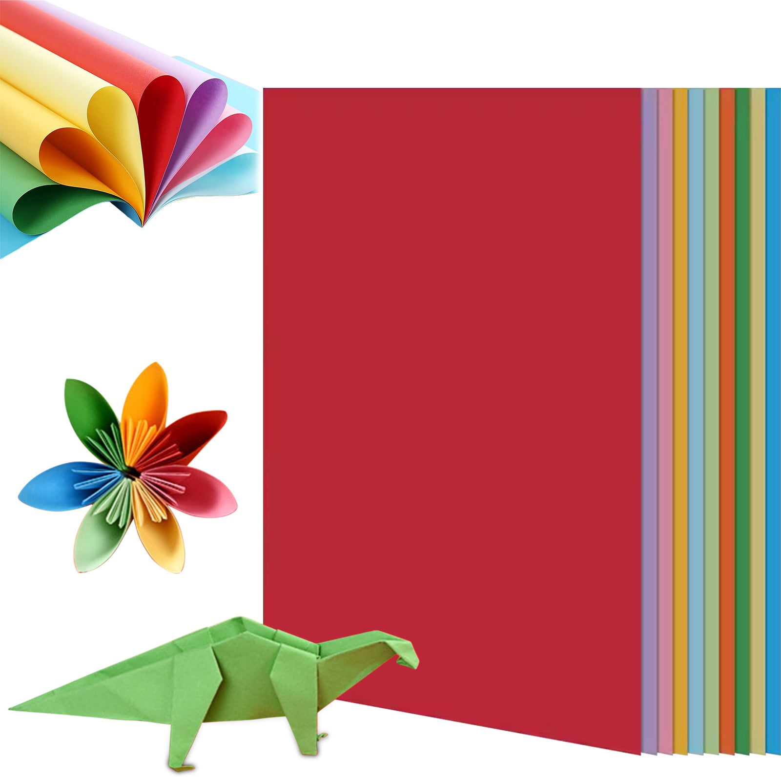 A4 Color Origami Paper 100 Sheets 10 Solid Colors 8.27 in x 11.69 in Printable Craft Paper for Folding and Copying
