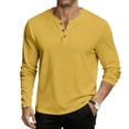 thumbnail image 2 of GrmtClth Men's Henley Shirt Basic Long Sleeve Button T-Shirt Cotton Blend Lightweight Soft Basic Top Shirts 2025 Fall Yellow XL, 2 of 9
