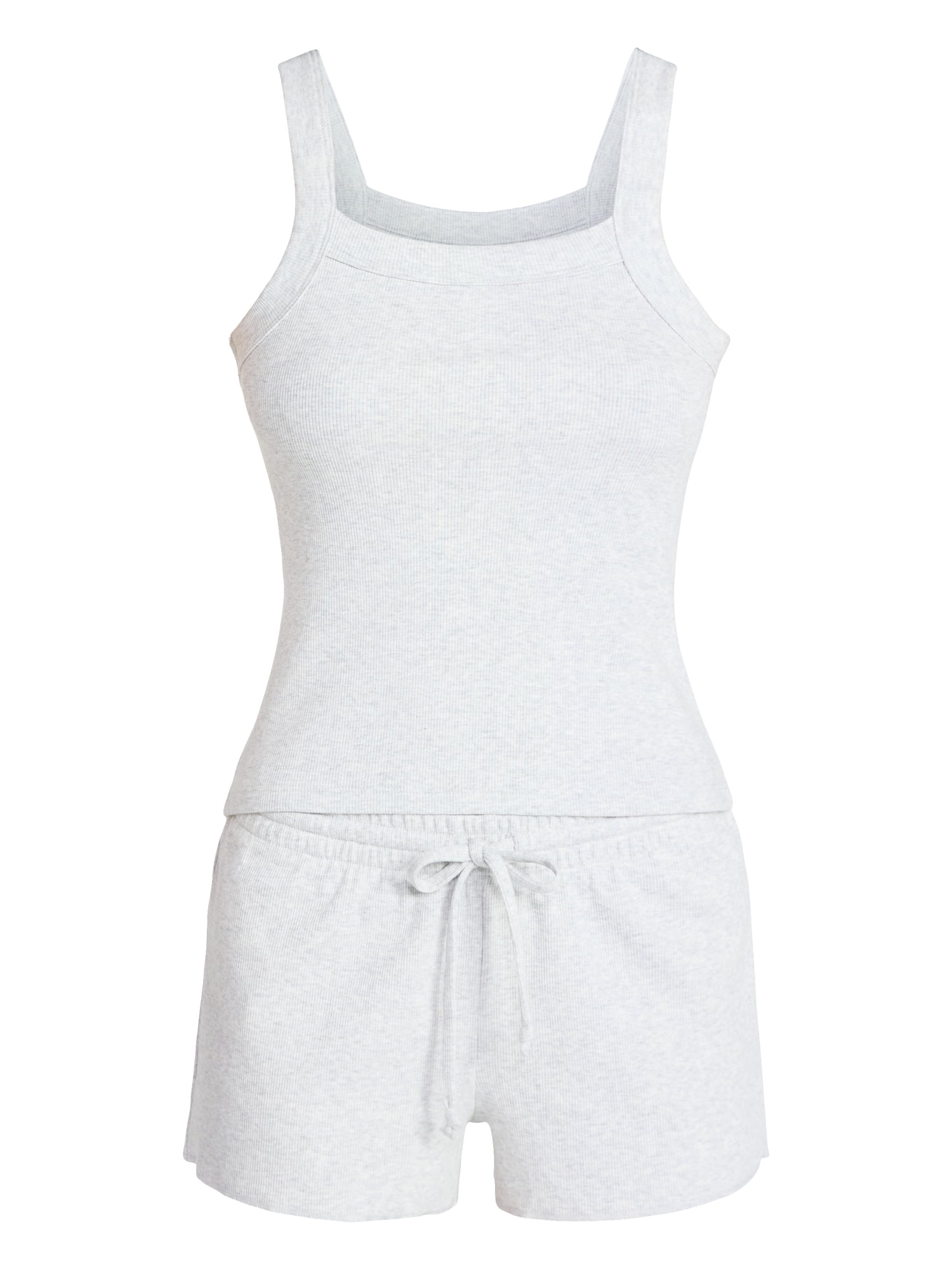 No Boundaries Sleep Ribbed Tank and Shorts Set, 2-Piece, Women’s XXS-3X