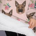 thumbnail image 3 of Oversized Wearable Blanket Hoodie,German Shepherd and Pioneer Flower Sherpa Blanket Hoodie with Super Pockets,Super Warm Fuzzy Pullover for Women & Men, 3 of 6