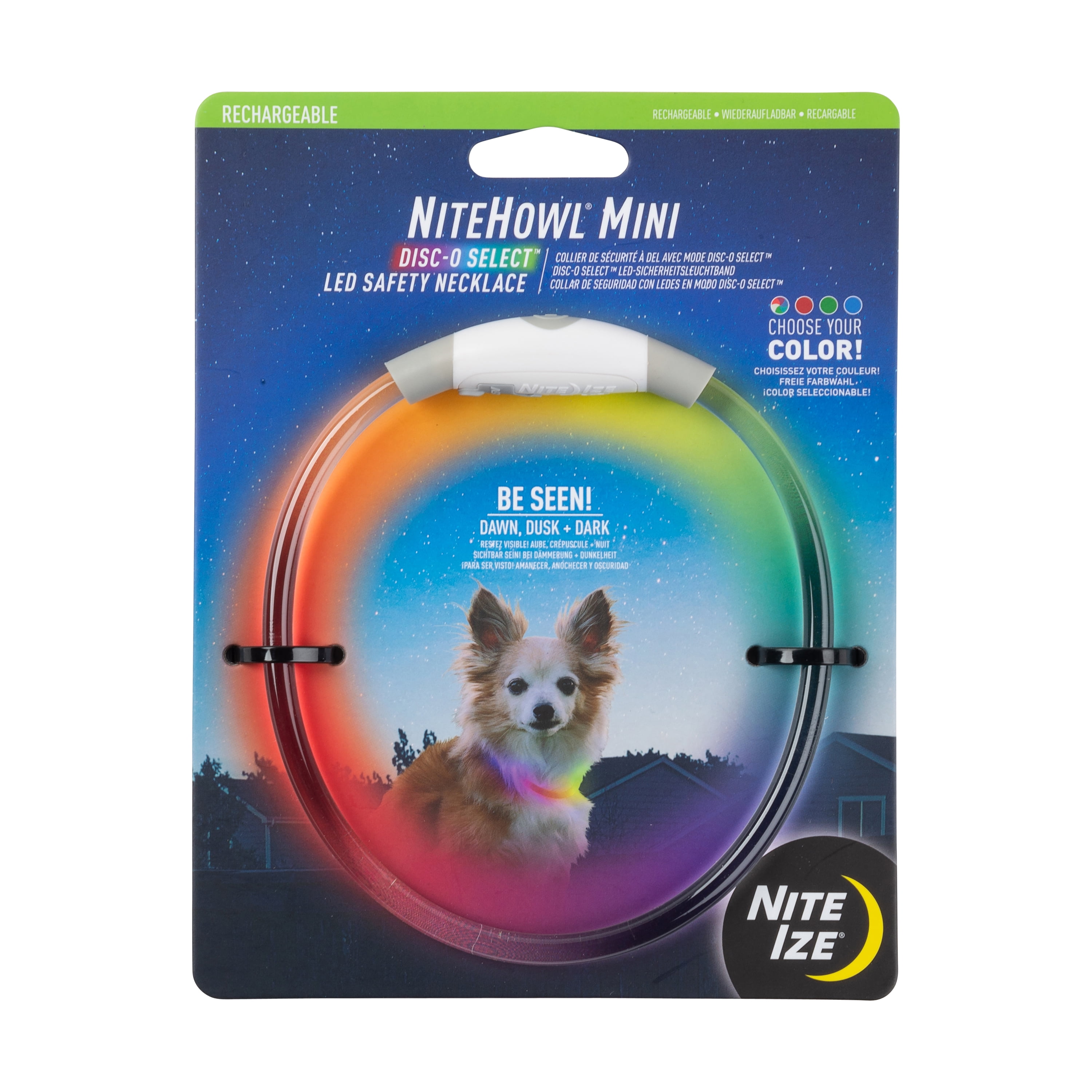 NiteHowl Mini Rechargeable LED Safety Dog Collar - Disc-O Select