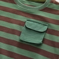 thumbnail image 5 of LNMQLPDBS Toddler Boy Short Sets Striped Color Block Print Short Sleeve Crewneck T Shirt with Chest Pocket + Solid Shorts 2pcs Outfits Trendy Summer Suit 18 Months Boy Clothes for Daily, 5 of 9