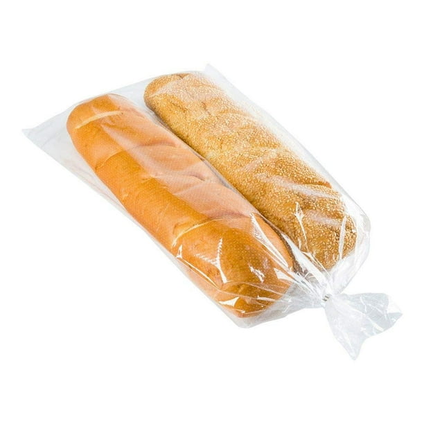 Pack of 100 Jumbo Bakery Bread Bags 10 x 8 x 24. Large Clear Gusseted