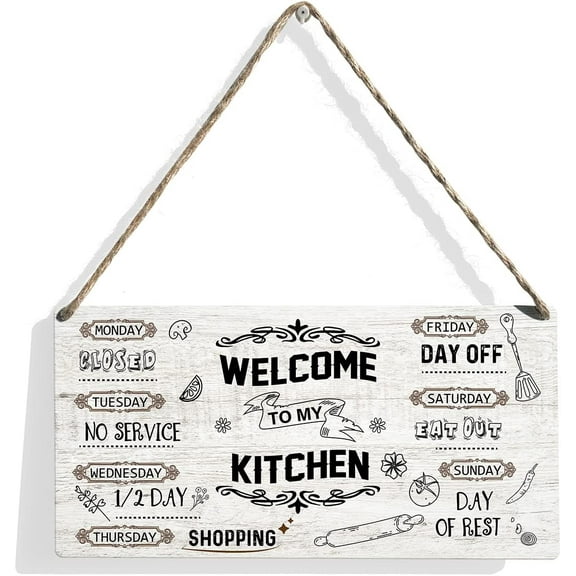 Welcome to My Kitchen Wood Sign Kitchen Wooden Signs Rustic Hanging Plaque Home Wall Art 10x5 Inch Sign Wall Decor for Home