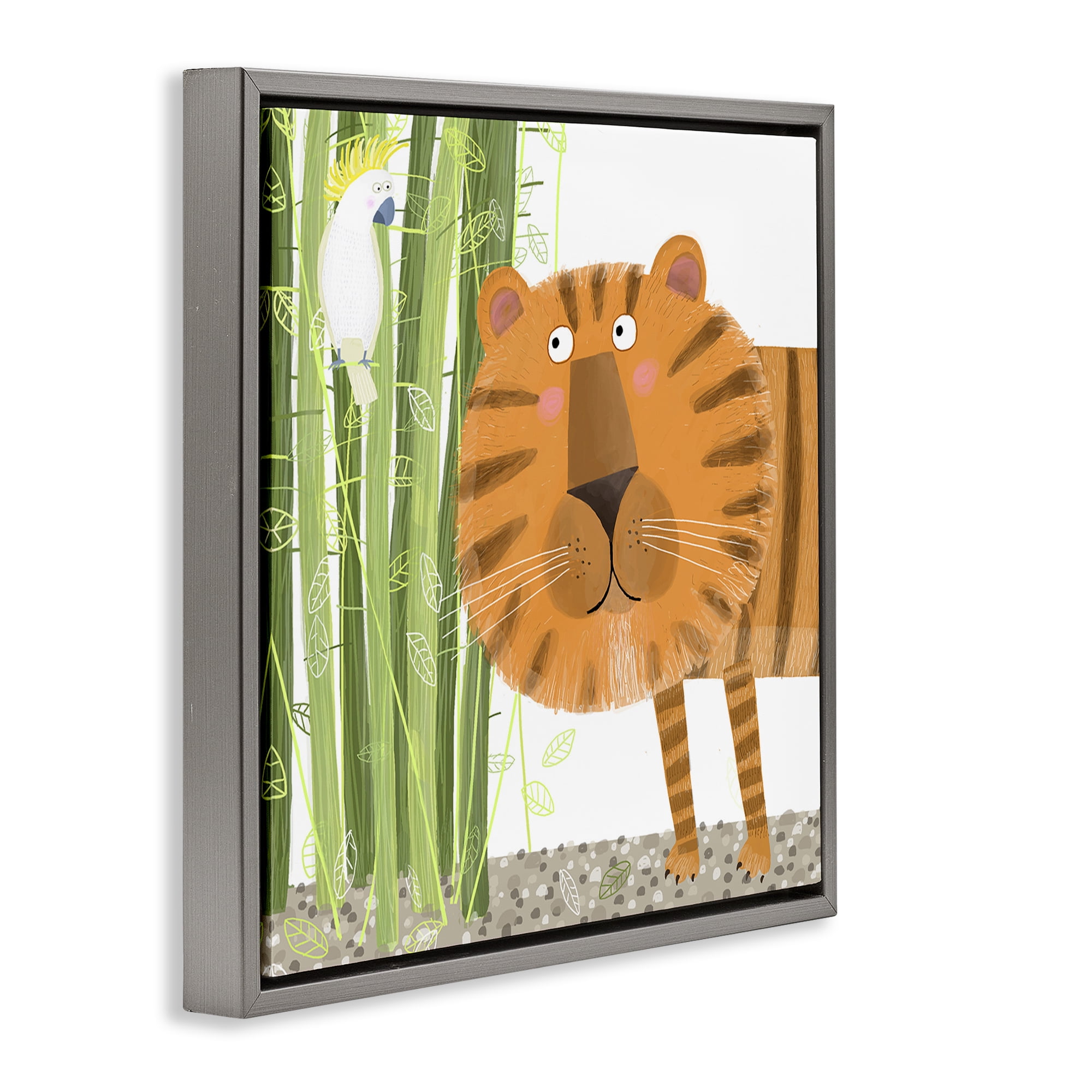 Stupell Industries Bamboo Trees & Tiger Gray Framed Floater Canvas Wall Art, design by Carla Daly