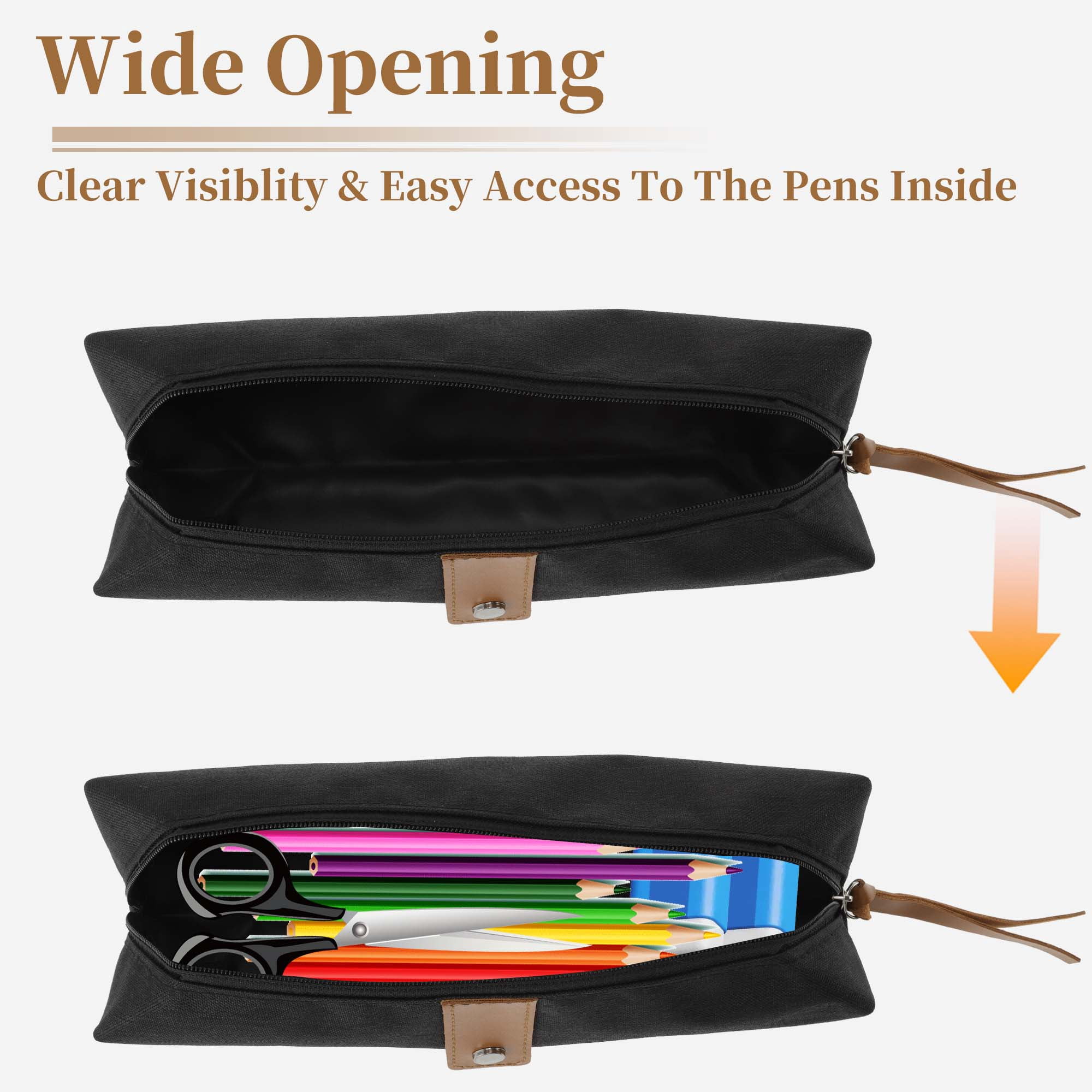 Unique Bargains Snowflake Oxford Style Pencil Pouch with Large Capacity Black