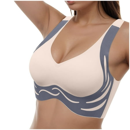 Gvdentm Womens Bra Comfort Powerful Push-up Seamless Bra Smoothing No Underwire Anti Sagging Minimizer Bras for Women Khaki XL