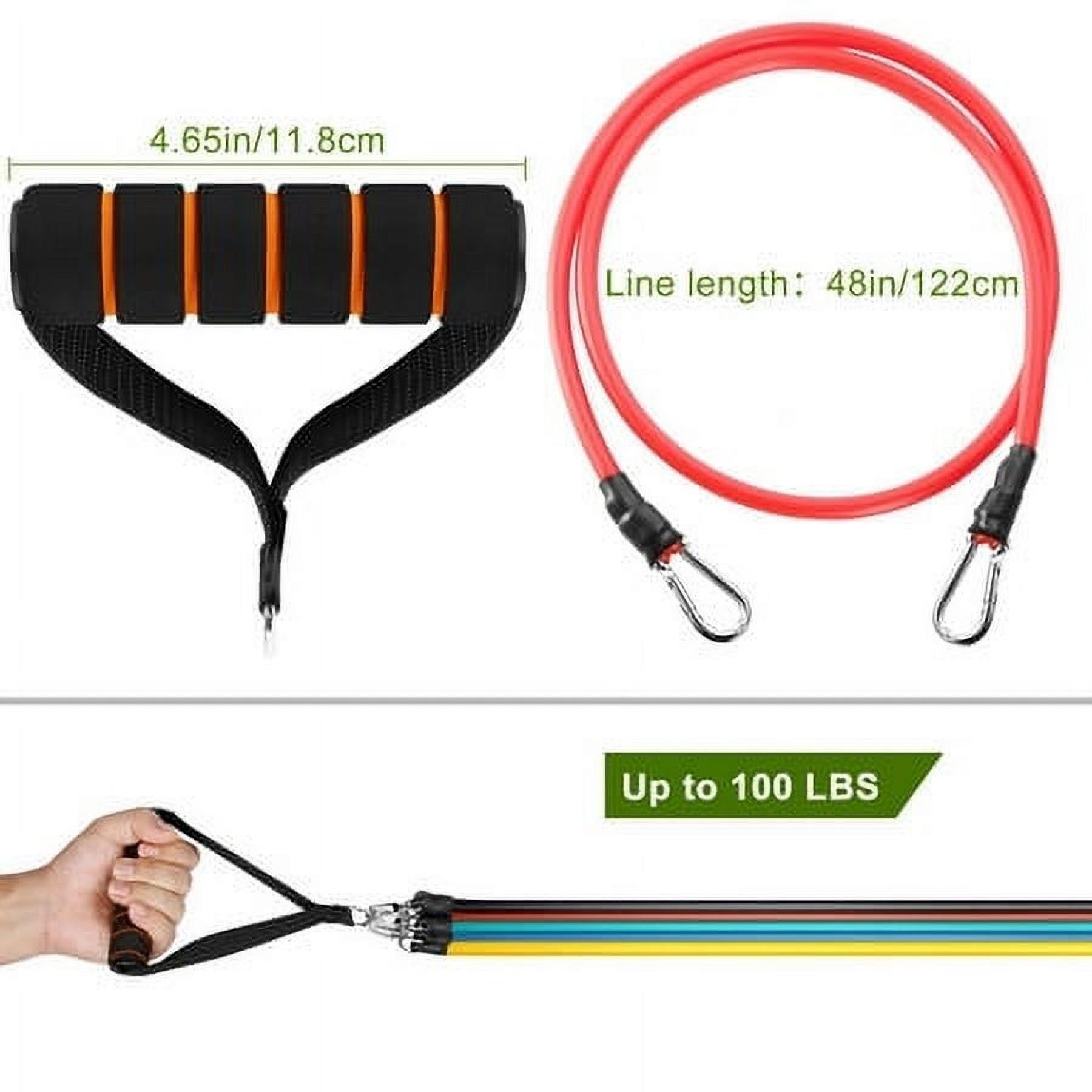 Resistance Bands Exercise Bands Workout Bands, 11Pcs Resistance Bands- Up to 100lb Indoor and Outdoor Bands with Door Anchor and Handles for Strength, Slim, Yoga, Home Gym Equipment