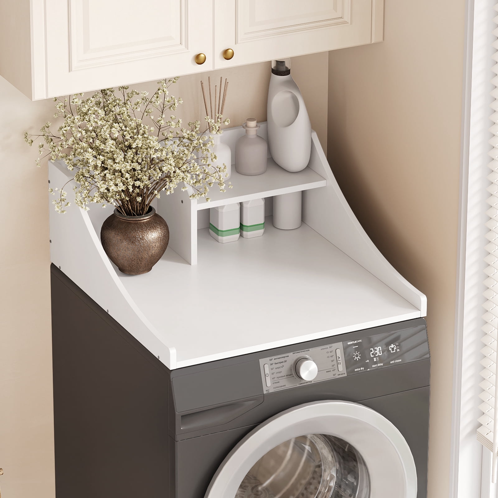Tarnorci 27 Single Counter Top for Washer Dryer with Storage Shelf，Side Edge,Laundry Room Organization Accessories