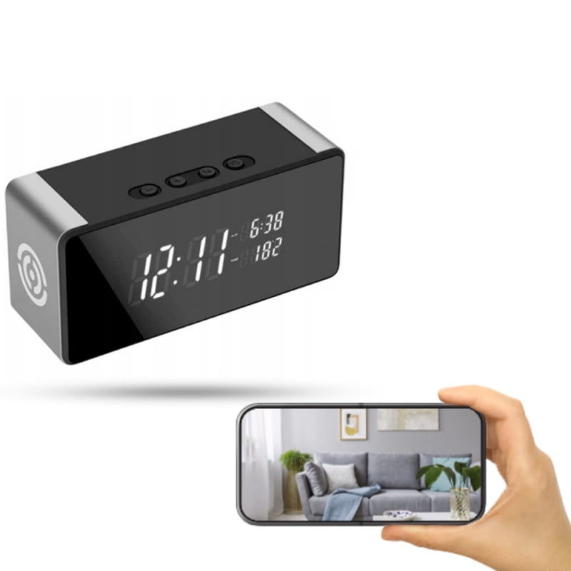 Alarm Clock with Wi-Fi Camera, Bluetooth Speaker, and Climate Display