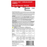 Threadlocker 222 Low Str ength Purple 6ml