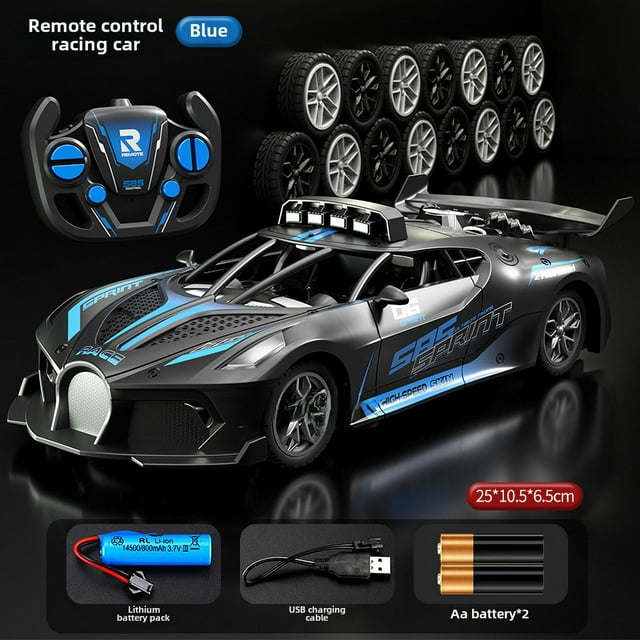 Bugatti Supercar Électrique RC Bleue de Grande Taille : Jouet de Course à Grande Vitesse avec Télécommande à 4 Canaux, Conception Durable et Résistante aux Chocs pour Garçons de 7 à 14 Ans – Améliore la Coordination Oeil-Main &