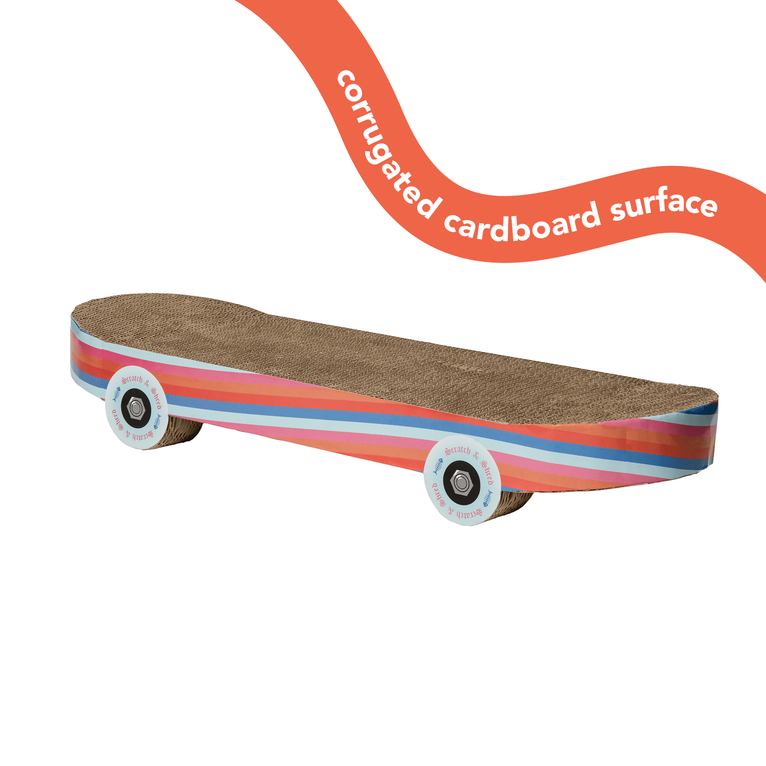 Oodles Durable Multi-Colored Skateboard Cat Scratching Pad, Corrugated Cardboard, O/S